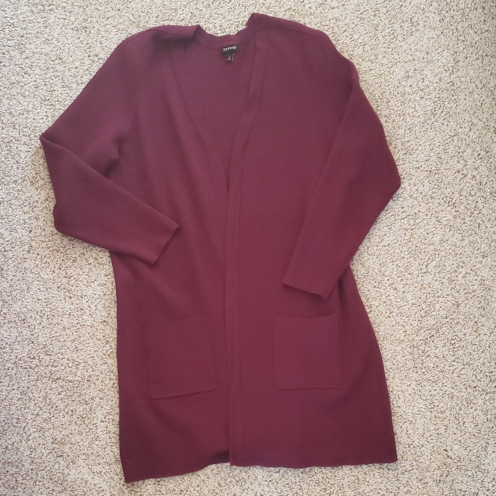 Torrid Purple Open Front Long Cardigan - Picture 2 of 5